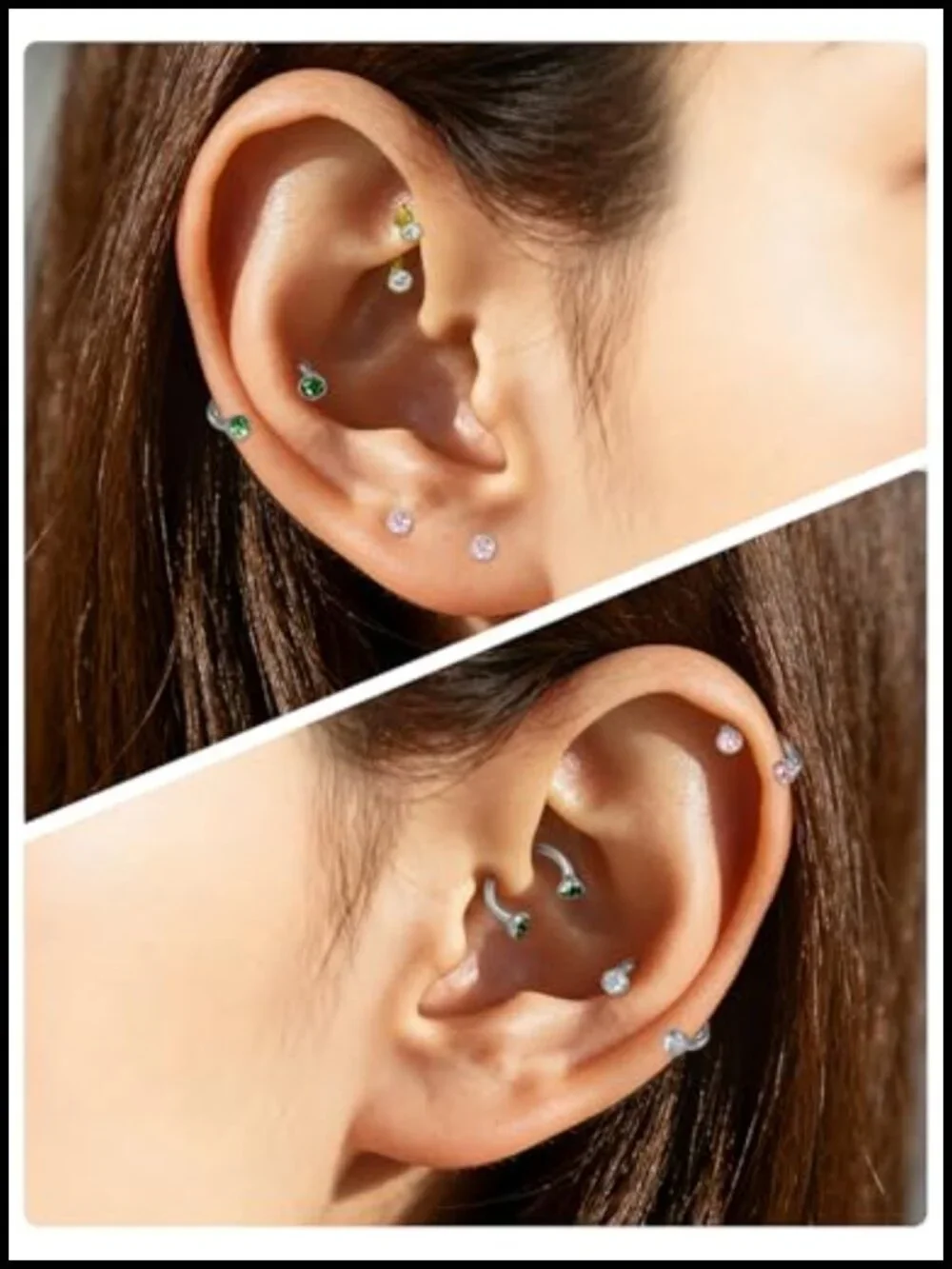 18G Titanium Horseshoe Septum Ring Nose Lip Piercing Jewelry Set
